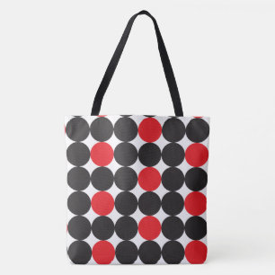 Tote Bag Motif géométrique des points noirs rouges en gras
