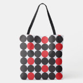 Tote Bag Motif géométrique des points noirs rouges en gras (Dos)
