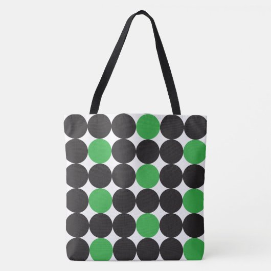 Tote Bag Motif géométrique des points noirs verts gras (Devant)