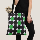 Tote Bag Motif géométrique des points noirs verts gras (De près)