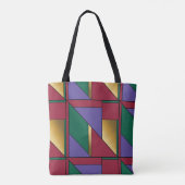 Tote Bag Motif géométrique Gold violet vert rouge (Dos)