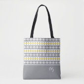Tote Bag Motif géométrique gris et blanc élégant (Devant)