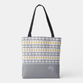 Tote Bag Motif géométrique gris et blanc élégant (Dos)