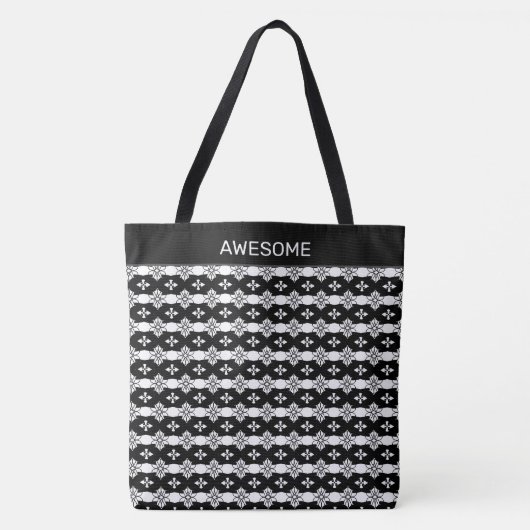 Tote Bag Motif géométrique moderne en noir et blanc (Devant)