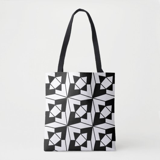 Tote Bag Motif géométrique moderne noir et blanc (Devant)