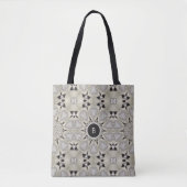 Tote Bag Motif géométrique monogramme kaki tan noir (Devant)