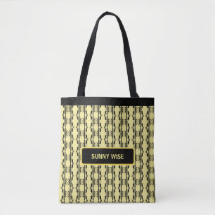Tote Bag Motif géométrique ovale jaune et noir moderne