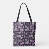 Tote Bag Motif géométrique rétro violet (Dos)