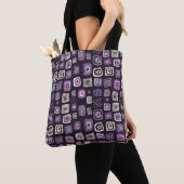 Tote Bag Motif géométrique rétro violet (De près)