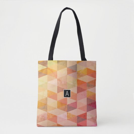 Tote Bag Motif géométrique Triangle doux | Monogrammé (Devant)