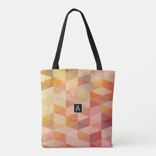 Tote Bag Motif géométrique Triangle souple | Monogramme (Dos)