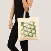 Tote Bag Motif géométrique vert et blanc olive (Devant (produit))