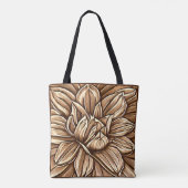 Tote Bag Motif Giant Peony en Brown et beige (Dos)