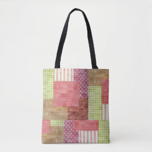 Tote Bag Motif Girly de bloc d'édredon de style campagnard