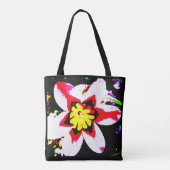 Tote Bag Motif gras de fleur abstraite sur noir (Dos)