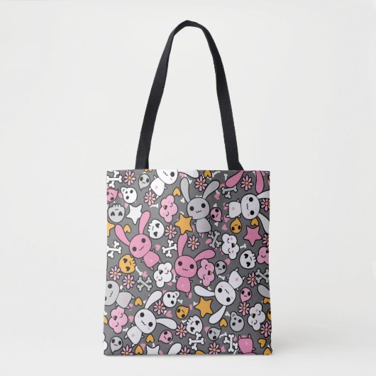 Tote Bag motif gris de kawaii (Devant)
