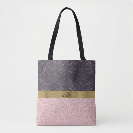 Tote Bag Motif gris et rose (Devant)