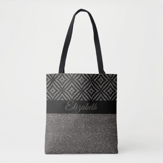 Tote Bag Motif gris mignon Pesonalized de noir de parties (Devant)