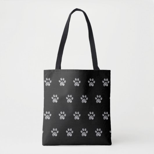 Tote Bag Motif gris pâle sur noir (Devant)