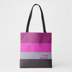 Tote Bag Motif gris rose et gris foncé pourpre rayures