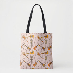 Tote Bag Motif Guitare Music Notes