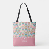 Tote Bag Motif Herringbone moderne - Or bleu rose (Dos)
