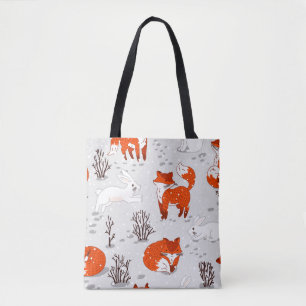 Tote Bag Motif hivernal sans soudure avec de mignons renard