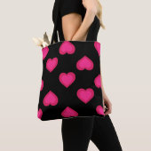 Tote Bag Motif Hot Pink Hearts (De près)