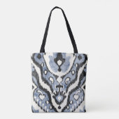 Tote Bag Motif Ikat Ikat bleu foncé personnalisé (Dos)