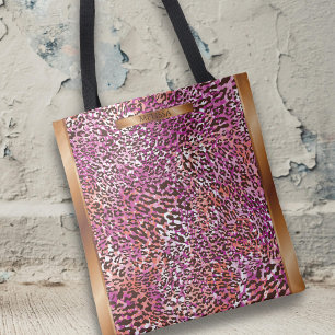 Tote Bag Motif imprimé animal camouflage léopard rose 