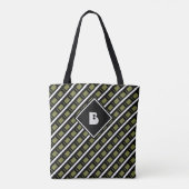 Tote Bag Motif initial monogramme moderne mignon vert noir (Dos)