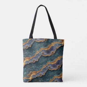 Tote Bag Motif intérieur pourpre et Turquoise Rock