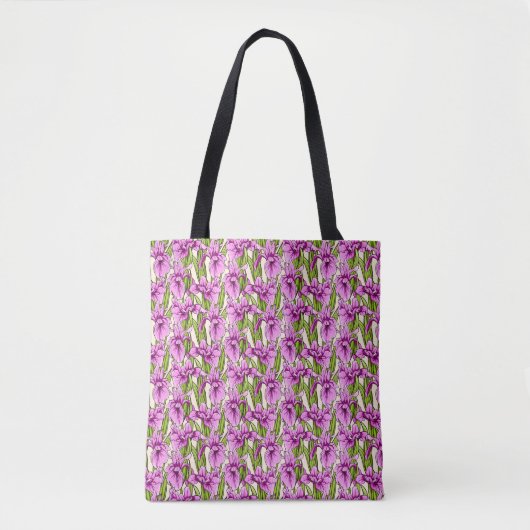 Tote Bag Motif irlandais sauvage Fuchsia sur jaune pâle (Devant)