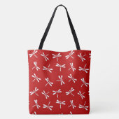 Tote Bag Motif japonais de libellule, rouge-foncé et blanc (Dos)