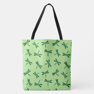 Tote Bag Motif japonais de libellule, vert de jade léger