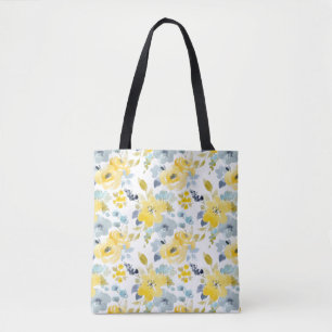 Tote Bag Motif jaune et bleu d'aquarelle