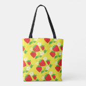 Tote Bag Motif jaune fraise et fleur (Dos)