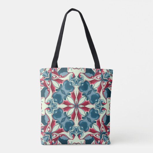Tote Bag Motif Kaleidoscope rouge et bleu #1 (Dos)
