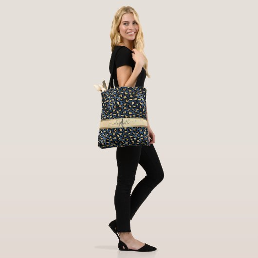 Tote Bag Motif léopard Bronze Noir Monogramme (Sur le modèle)