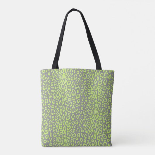Tote Bag Motif léopard en vert citron et gris (Dos)