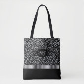 Tote Bag Motif Léopard gris monogramme (Devant)