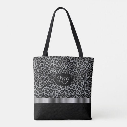 Tote Bag Motif Léopard gris monogramme (Dos)