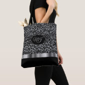 Tote Bag Motif Léopard gris monogramme (De près)