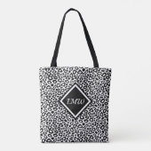 Tote Bag Motif léopard noir et blanc - Monogramme (Dos)