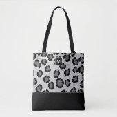 Tote Bag Motif léopard noir et gris avec Monogramme (Devant)