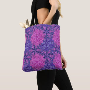 Tote Bag Motif mandala coloré rose et bleu