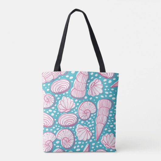 Tote Bag Motif marin sans joint avec différents coquillages (Dos)