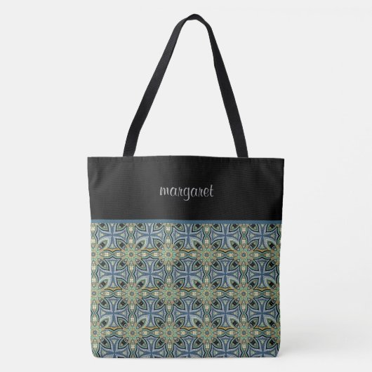 Tote Bag Motif marocain coloré Monogrammé (Devant)