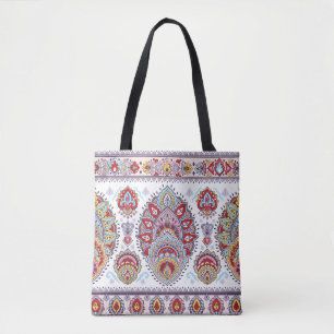 Tote Bag Motif médaillon de paisley floral indien. Ethnique