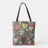 Tote Bag Motif mignon de lapins d'amour avec des coeurs (Dos)